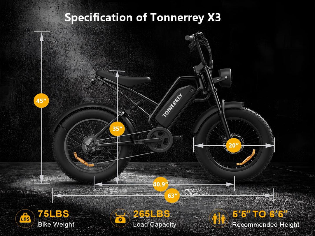 Tonnerrey X3 1500W Fat Tire Electric Dirt Bike