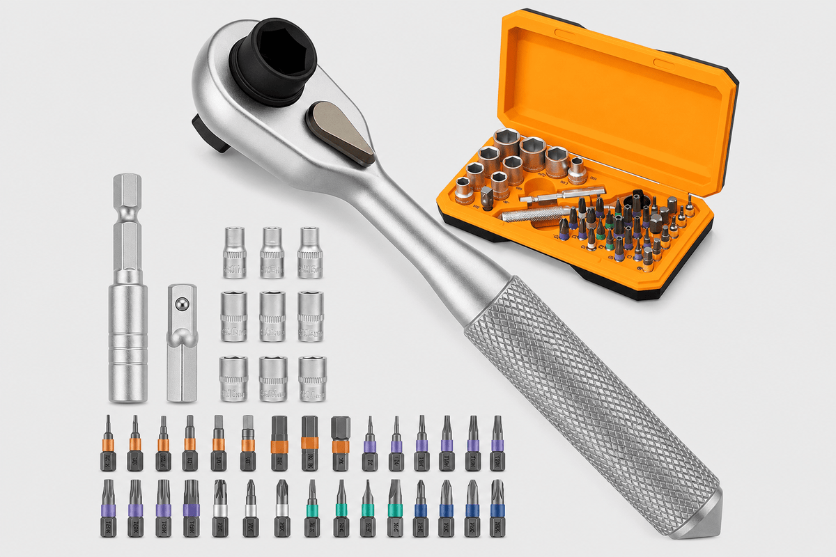 42-in-1 Screwdriver Set – Magnetic Ratchet & S2 Bits for Bike/Auto Repair - TONNERREY