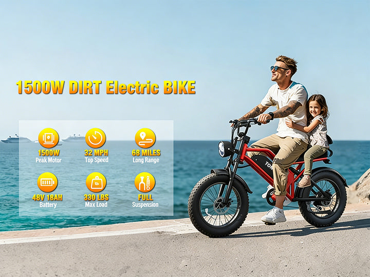 Tonnerrey X1 20" 1500W Full Suspension Moped-style Electric Bike