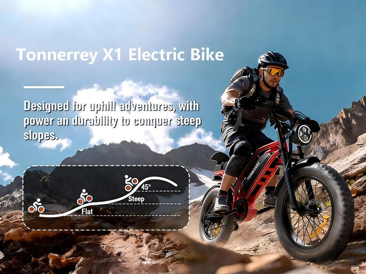 Tonnerrey X1 20" 1500W Full Suspension Moped-style Electric Bike