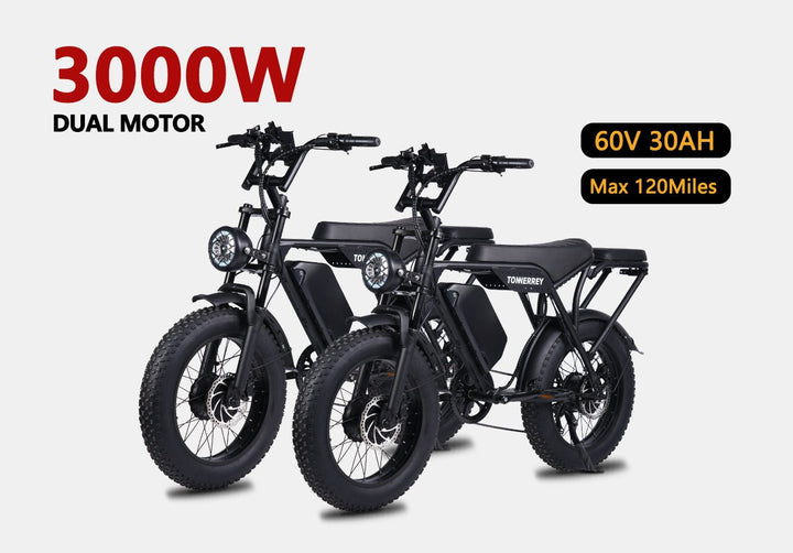 Tonnerrey T8 Combo Deal 3000W Full Suspension Moped - style Electric Bike - TONNERREY