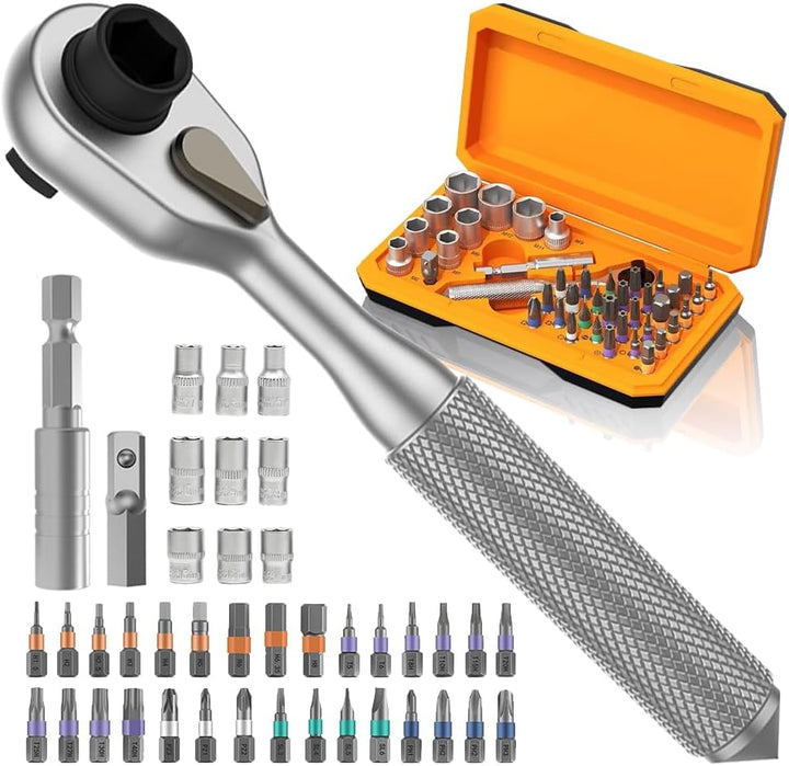 42-in-1 Screwdriver Set – Magnetic Ratchet & S2 Bits for Bike/Auto Repair